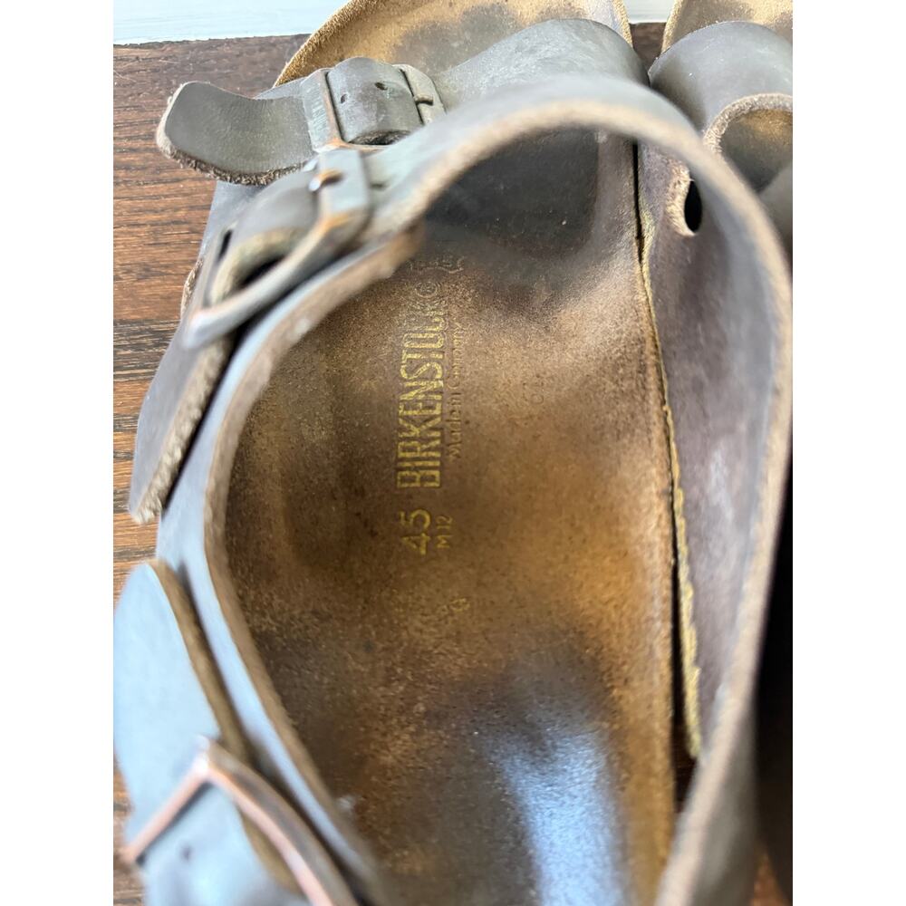 Birkenstock Milano Brown Leather Multi Buckle Cork Base Sandal Size 45 (12-12.5) - Picture 2 of 9